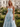 Strapless Floral Bodice Lace Up Layered Long Ball Gown Prom Dress in Blue Floral
