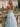 Strapless Floral Bodice Lace Up Layered Long Ball Gown Prom Dress in Blue Floral