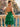 Pearl Like Strapless Tiered Ruffle Hem Ball Gown Mini Dress in Emerald Green
