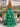 V-Neck Hot Fix Lace Up Long Ball Gown Prom Dress With Split in Emerald Green