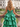 V-Neck Hot Fix Lace Up Long Ball Gown Prom Dress With Split in Emerald Green