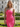 One Shoulder Lace Up Midi Sheath Prom Dress in Hot Pink