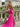 3D Flower Halter Backless Long Mermaid Prom Dress With Split in Hot Pink