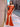 Wrinkled Off Shoulder Trumpet Long Prom Dress - Orange