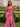Off Shoulder Hot Fix Illusion Sheer Bodice Lace Up Long Mermaid Prom Dress With Drop in Hot Pink