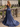 Off Shoulder Hot Fix Illusion Sheer Bodice Lace Up Long Mermaid Prom Dress With Drop in Navy Blue
