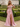 Off Shoulder Hot Fix Illusion Sheer Bodice Lace Up Long Mermaid Prom Dress With Drop in Pink