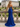 Sparkly Bodice Sheer Ruched Lace Up Long Mermaid Prom Dress With Split in Royal Blue