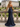 Sparkly Bodice Sheer Ruched Lace Up Long Mermaid Prom Dress With Split in Navy Blue