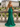 Sparkly Bodice Sheer Ruched Lace Up Long Mermaid Prom Dress With Split in Emerald Green