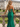 Sparkly Bodice Sheer Ruched Lace Up Long Mermaid Prom Dress With Split in Emerald Green