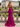 Sparkly Bodice Sheer Ruched Lace Up Long Mermaid Prom Dress With Split in Fuchsia