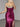 Scoop Neck Satin Long Evening Dress - Fuchsia