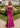 Scoop Neck Embroidery Illusion Sheer Bodice Lace Up Long Mermaid Prom Dress With Split in Fuchsia