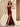 Hot Fix Lace Bodice Spaghetti Strap Mermaid Prom Dress With Split in Burgundy
