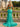 Cut Side Ruched Bust Stretch Satin Long Mermaid Prom Dress - Turquoise