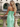 V-Neck Ruched Lace Up Long Mermaid Prom Dress WIth Split in Mint Green