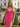 V-Neck Ruched Lace Up Long Mermaid Prom Dress WIth Split in Hot Pink