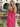 V-Neck Ruched Lace Up Long Mermaid Prom Dress WIth Split in Hot Pink