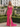 V-Neck Ruched Lace Up Long Mermaid Prom Dress WIth Split in Hot Pink