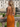 V-Neck Ruched Lace Up Long Mermaid Prom Dress in Burnt Orange