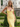 V-Neck Ruched Lace Up Long Mermaid Prom Dress in Yellow