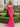 V-Neck Ruched Lace Up Long Mermaid Prom Dress in Hot Pink