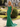 V-Neck Hot Fix Backless Lace Up Long Mermaid Prom Dress in Emerald Green