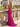 V-Neck Hot Fix Backless Lace Up Long Mermaid Prom Dress in Fuchsia