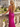 V-Neck Hot Fix Backless Lace Up Long Mermaid Prom Dress in Fuchsia
