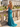 V-Neck Hot Fix Backless Lace Up Long Mermaid Prom Dress in Teal