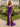 V-Neck Hot Fix Ruched Lace Up Long Mermaid Prom Dress With Split in Purple