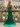 V-Neck Hot Fix Ruched Lace Up Long Mermaid Prom Dress With Split in Emerald Green