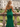 V-Neck Hot Fix Ruched Lace Up Long Mermaid Prom Dress With Split in Emerald Green