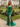 V-Neck Hot Fix Ruched Lace Up Long Mermaid Prom Dress With Split in Emerald Green