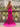 V-Neck Hot Fix Ruched Lace Up Long Mermaid Prom Dress With Split in Hot Pink