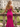 V-Neck Hot Fix Ruched Lace Up Long Mermaid Prom Dress With Split in Hot Pink