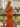 V-Neck Hot Fix Ruched Lace Up Long Mermaid Prom Dress With Split in Orange