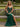V-Neck Sparkly Sheer Cut Front Lace Up Long Mermaid Prom Dress With Split in Emerald Green