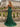 V-Neck Sparkly Sheer Cut Front Lace Up Long Mermaid Prom Dress With Split in Emerald Green