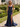 Sweetheart Sparkly Hot Fix Cut Front Zipped Long Mermaid Prom Dress With Split in Navy Blue