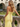 V-Neck Pleated Lace Up Mini Sheath Prom Dress With Drop in Yellow