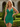 V-Neck Pleated Lace Up Mini Sheath Prom Dress With Drop in Emerald Green