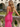 V-Neck Pleated Lace Up Mini Sheath Prom Dress With Drop in Hot Pink