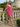 V-Neck Backless Lace Up Mini Sheath Prom Dress in Hot Pink