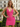 V-Neck Backless Lace Up Mini Sheath Prom Dress in Hot Pink