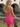 V-Neck Backless Lace Up Mini Sheath Prom Dress in Hot Pink