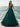 Sparkly Lace Deep V Neck Long Prom Dress - Dark Green