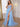 Hand Made Flowers Boned Prom Dress With Slit - Light Blue