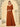 Long Sleeve Square Sheath Chiffon Bridesmaid Dress - Burnt Orange